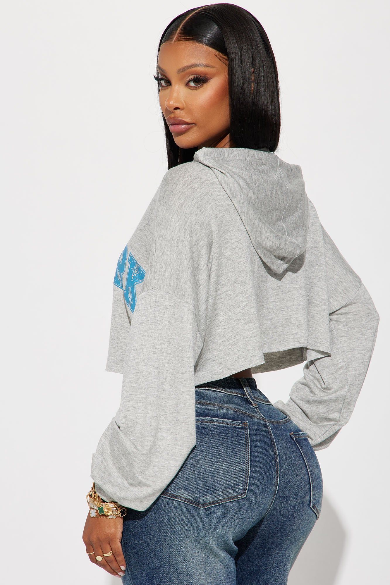 Better In New York Cropped Hoodie - Heather Grey sold by Fashion Nova product image thumbnail 3