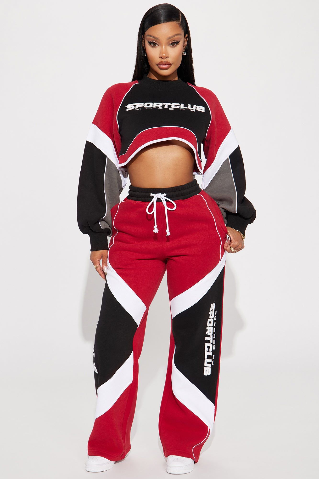 Sport Club Cropped Sweatshirt - Red/combo sold by Fashion Nova product image thumbnail 2