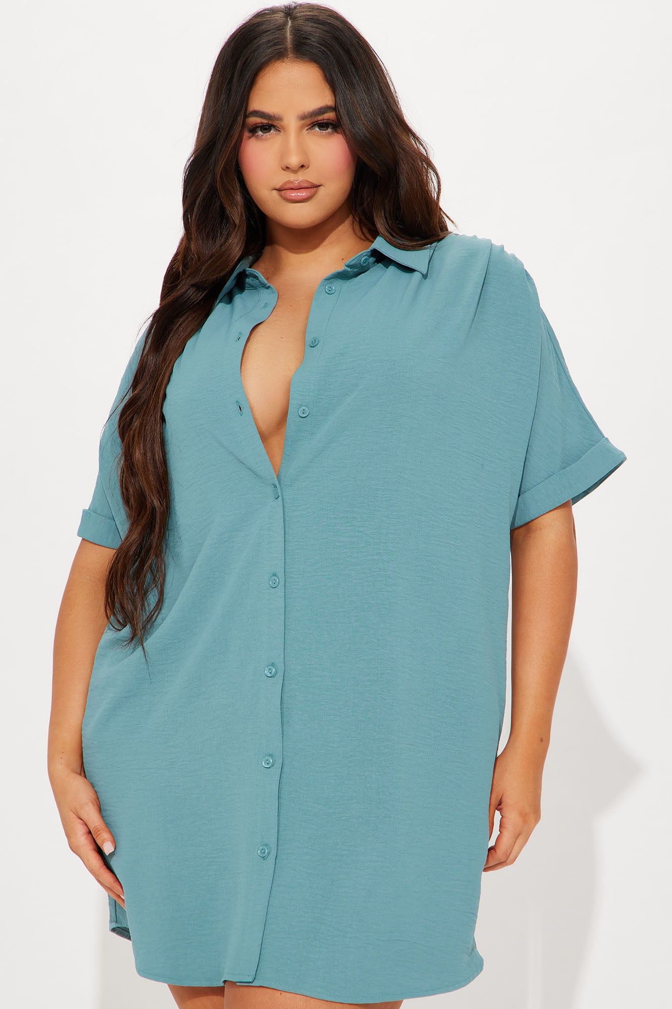 Amelia Mini Shirt Dress - Green sold by Fashion Nova product image thumbnail 5