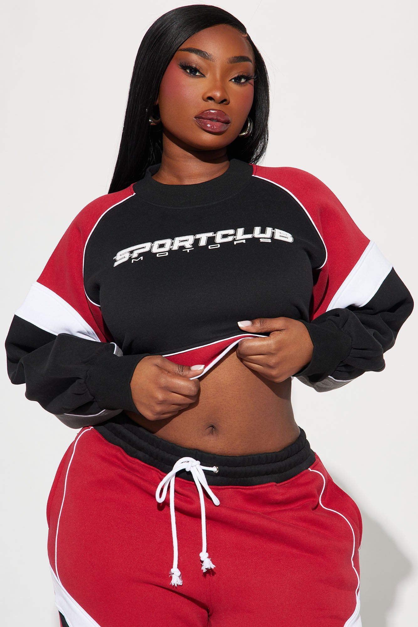 Sport Club Cropped Sweatshirt - Red/combo sold by Fashion Nova product image thumbnail 4