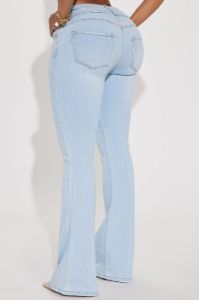 Let It Slide Booty Lifting Stretch Bootcut Jeans - Light Wash sold by Fashion Nova
