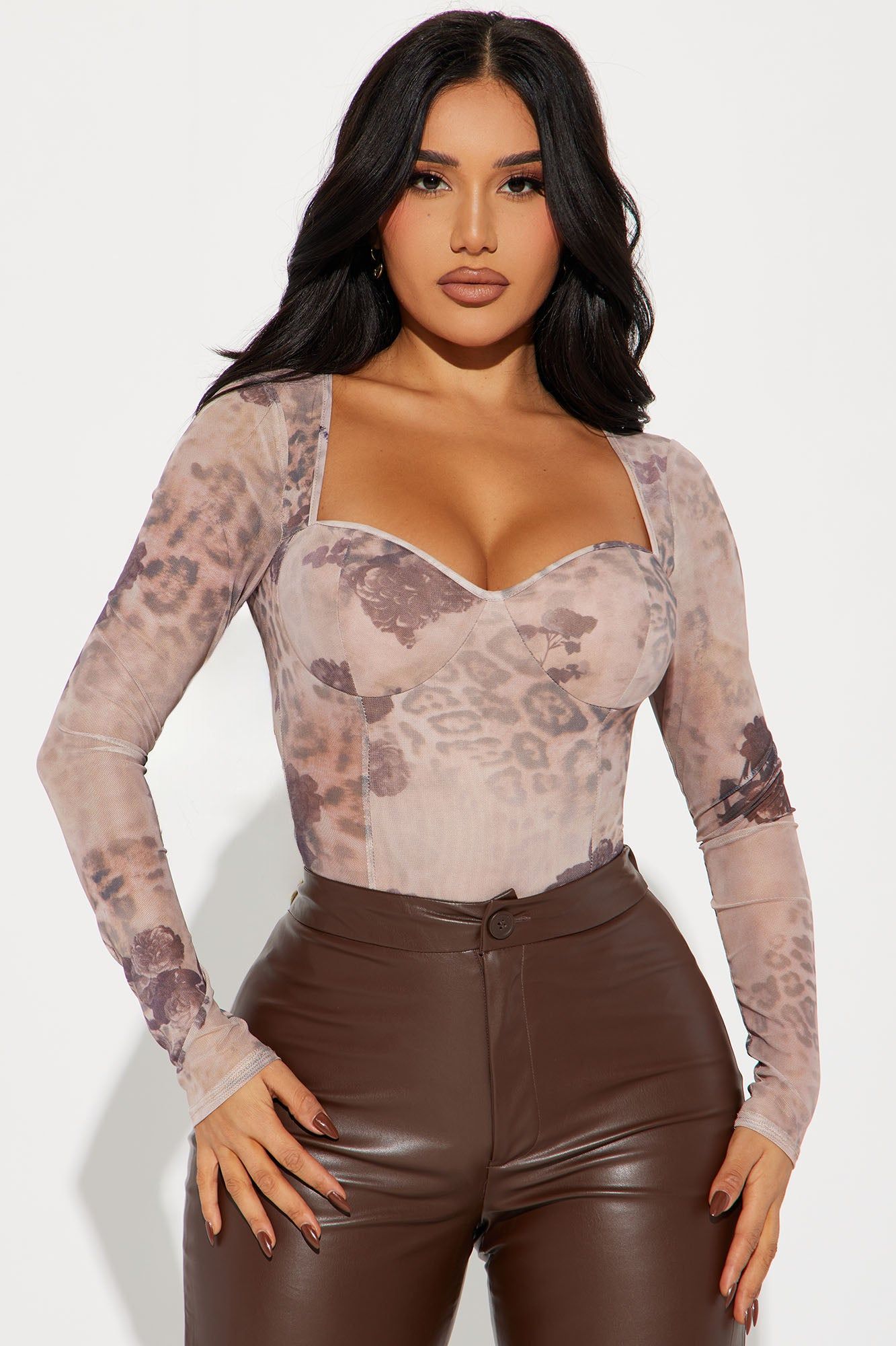 Wild Feeling Mesh Bodysuit - Taupe/combo sold by Fashion Nova product image thumbnail 3