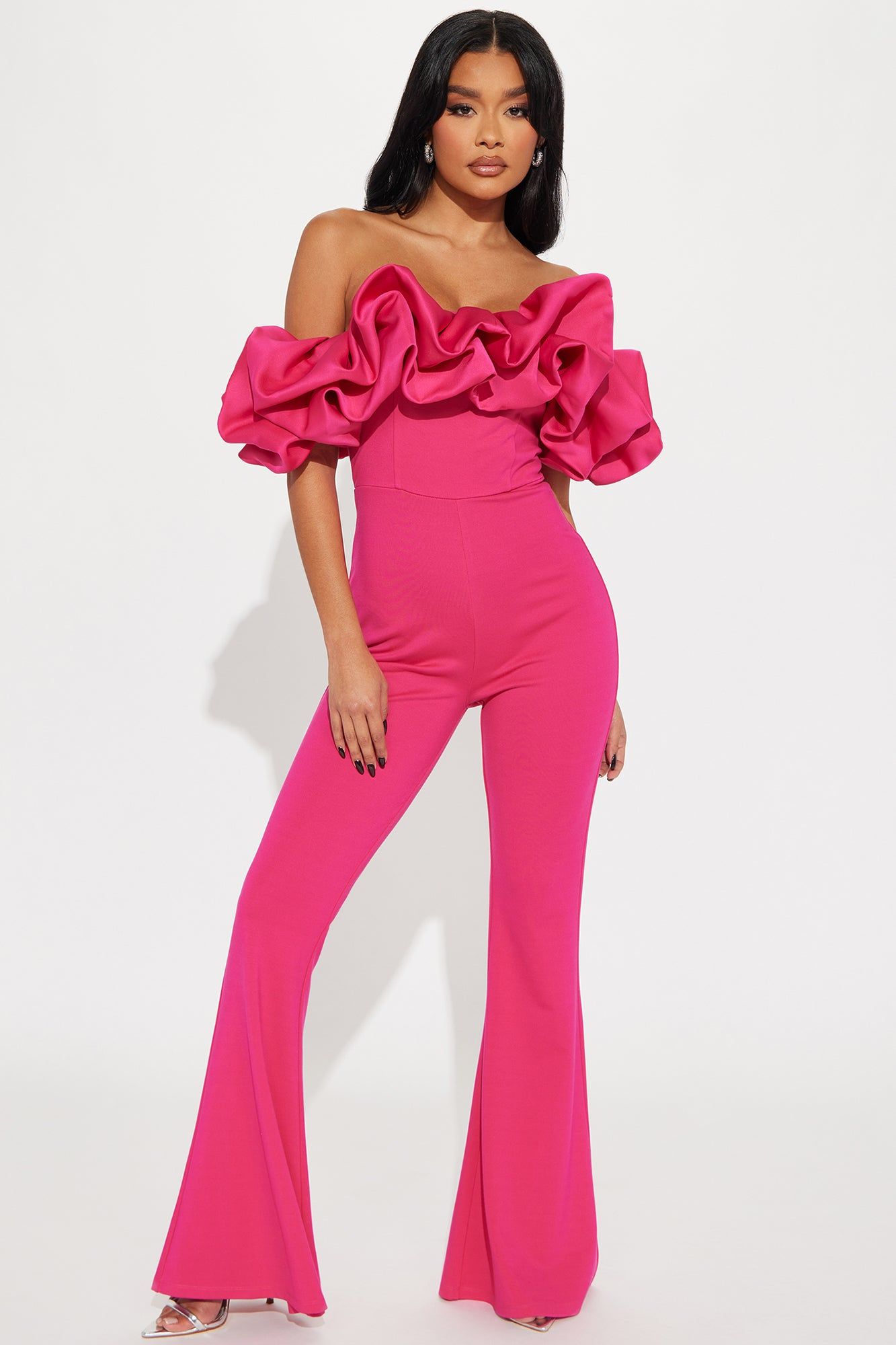 Ruffle Affair Jumpsuit - Magenta sold by Fashion Nova