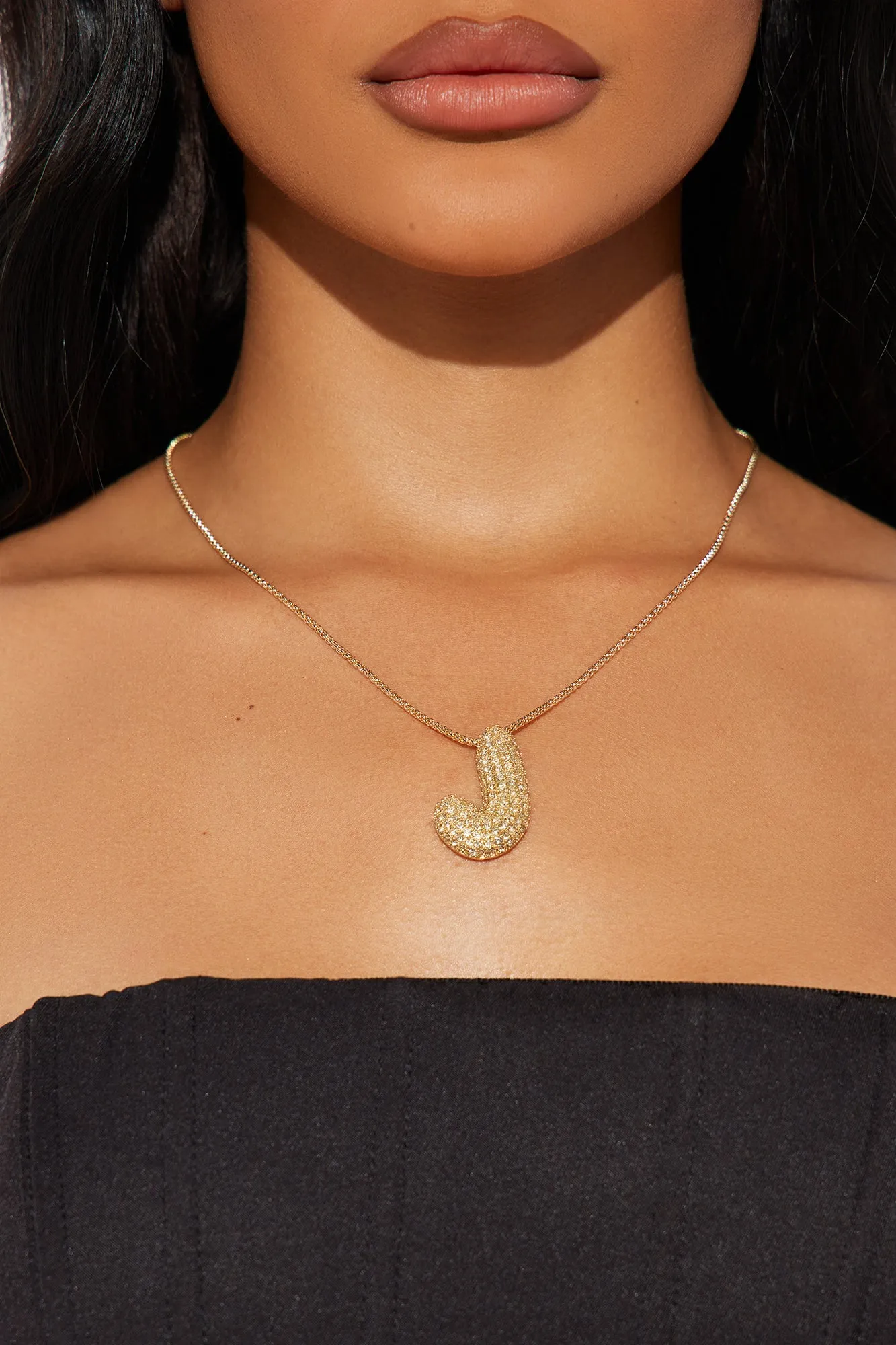 Bubble Letter J Necklace - Gold sold by Fashion Nova