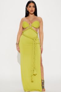 Goddess Mentality Maxi Dress - Chartreuse sold by Fashion Nova