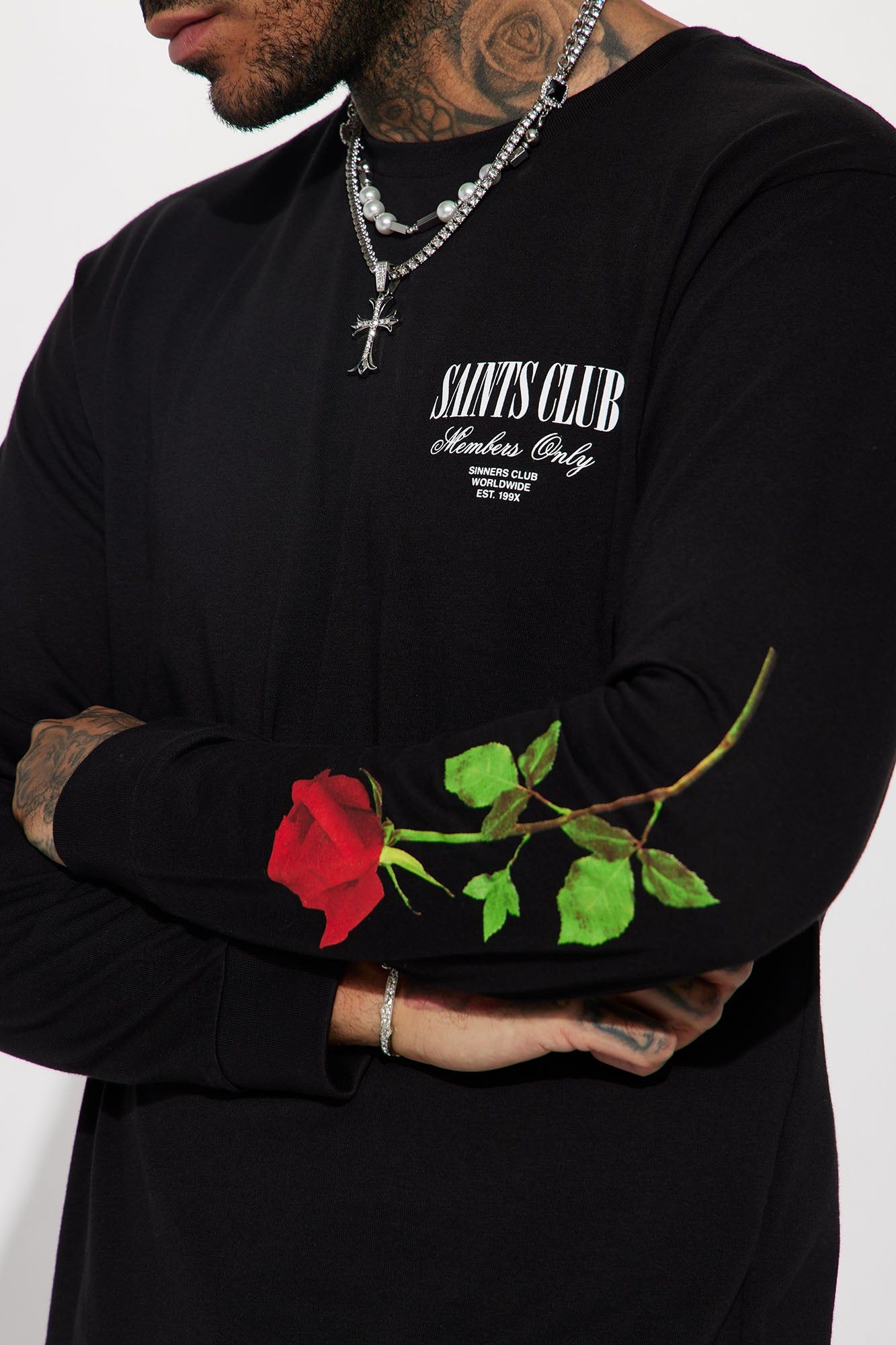 Saints Club Long Sleeve Tee - Black sold by Fashion Nova product image thumbnail 4