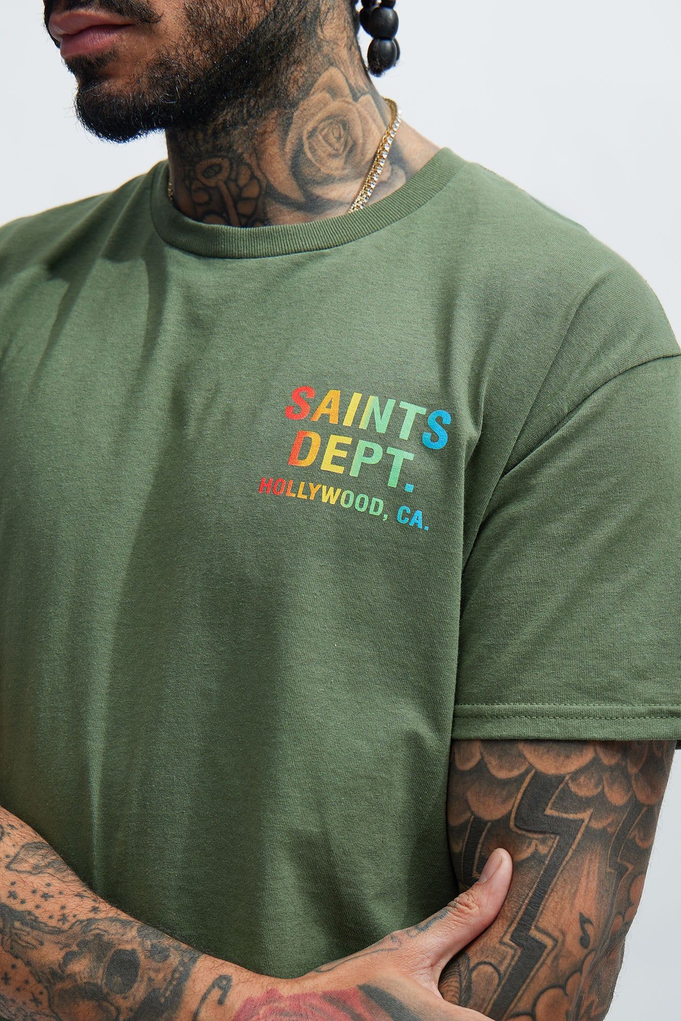 Saints Dept. Short Sleeve Tee - Olive sold by Fashion Nova product image thumbnail 3
