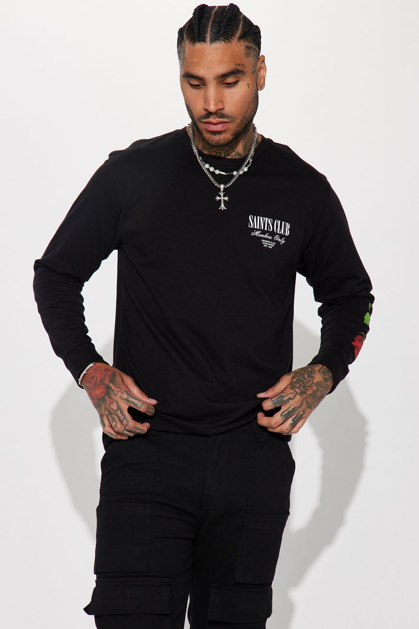 Saints Club Long Sleeve Tee - Black sold by Fashion Nova