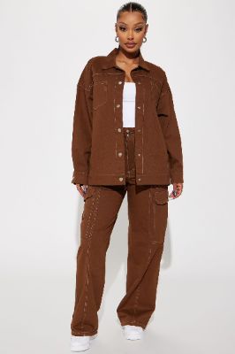 Change Of Plans Cargo Pant Set - Brown sold by Fashion Nova