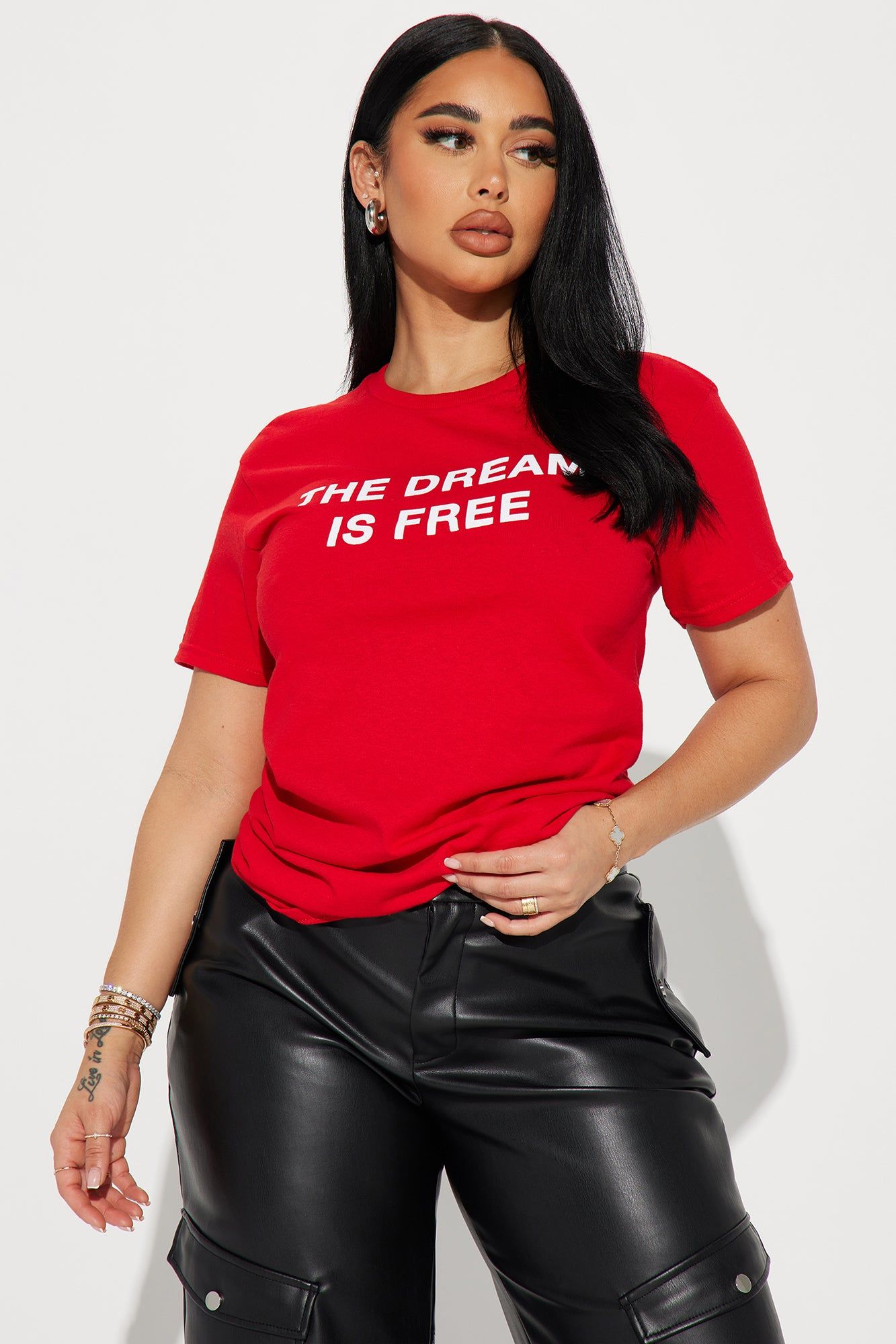 The Dream Is Free Graphic Tee - Red sold by Fashion Nova