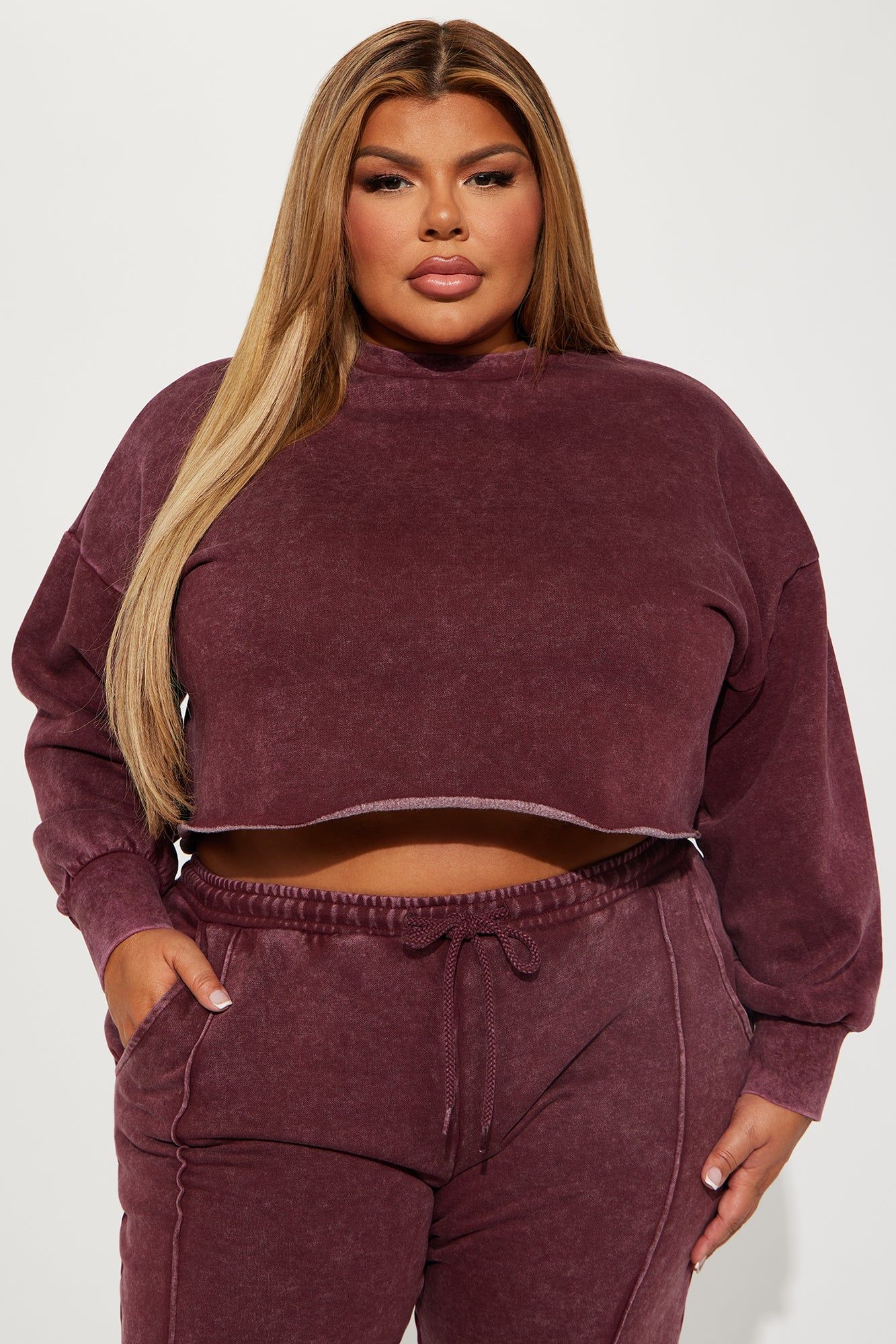 Chill Out Lounge Sweatshirt - Burgundy sold by Fashion Nova product image thumbnail 4