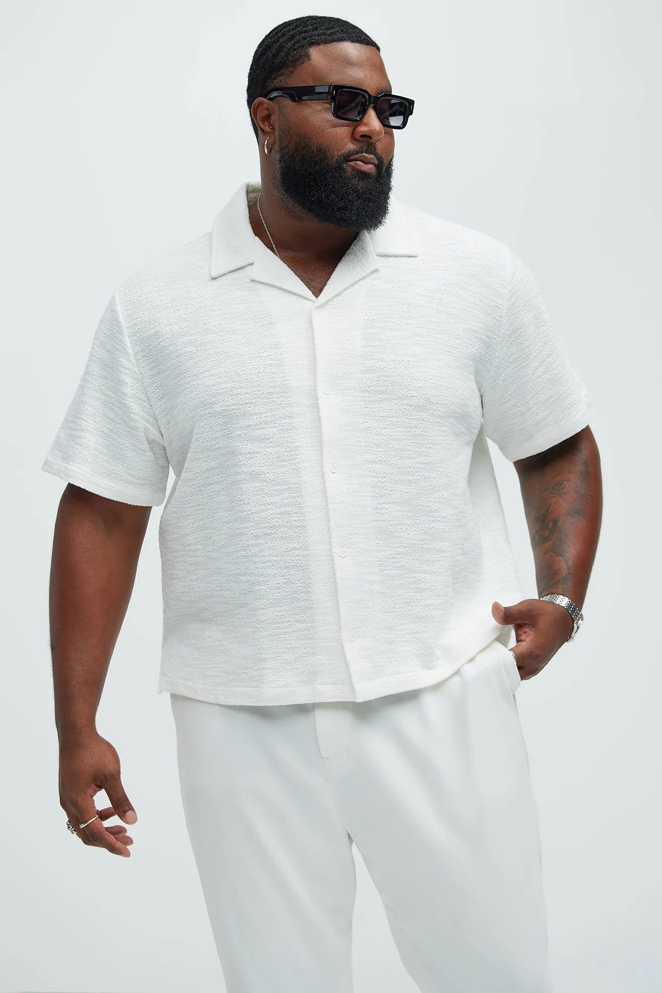 Blaine Textured Knit Shirt - White sold by Fashion Nova product image thumbnail 5