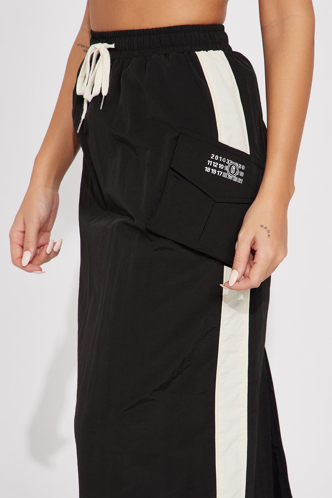 Sporty Chic Nylon Midi Skirt - Black/White sold by Fashion Nova product image thumbnail 3