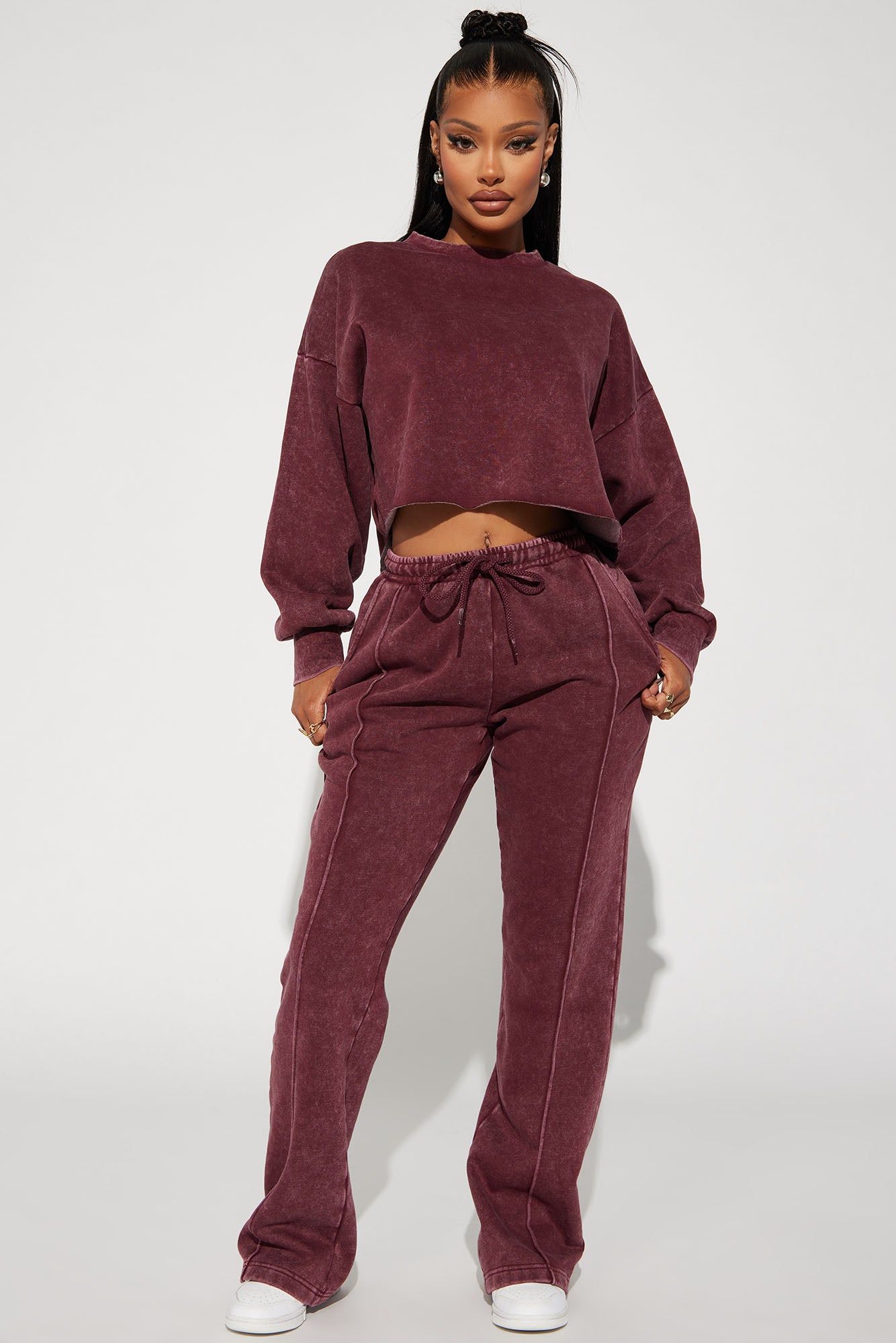 Chill Out Lounge Sweatshirt - Burgundy sold by Fashion Nova product image thumbnail 2