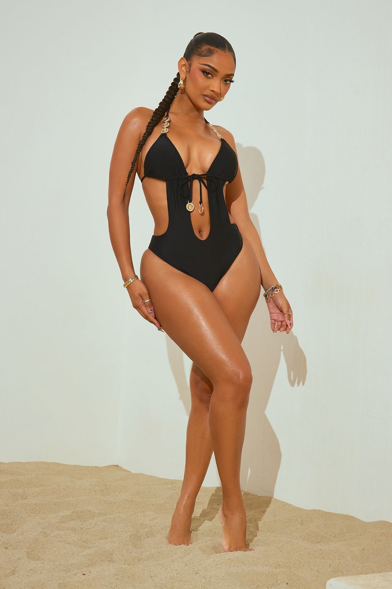 Adalina Crystals 1 Piece Swimsuit - Black sold by Fashion Nova product image thumbnail 2