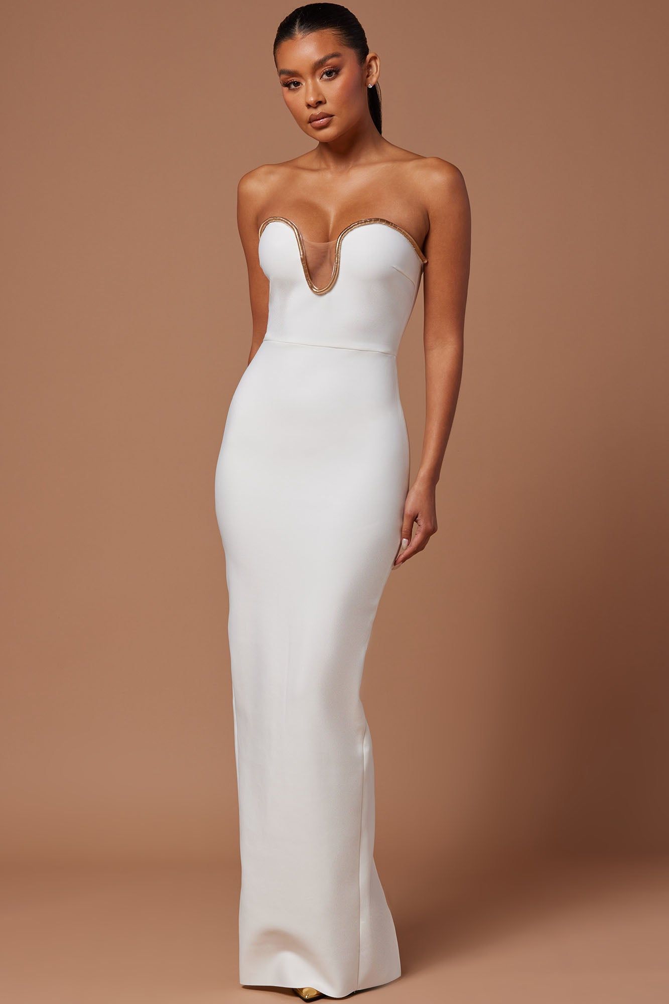 Alina Bandage Gown - White sold by Fashion Nova