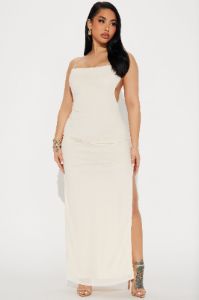 Jadene Mesh Maxi Dress - Cream sold by Fashion Nova