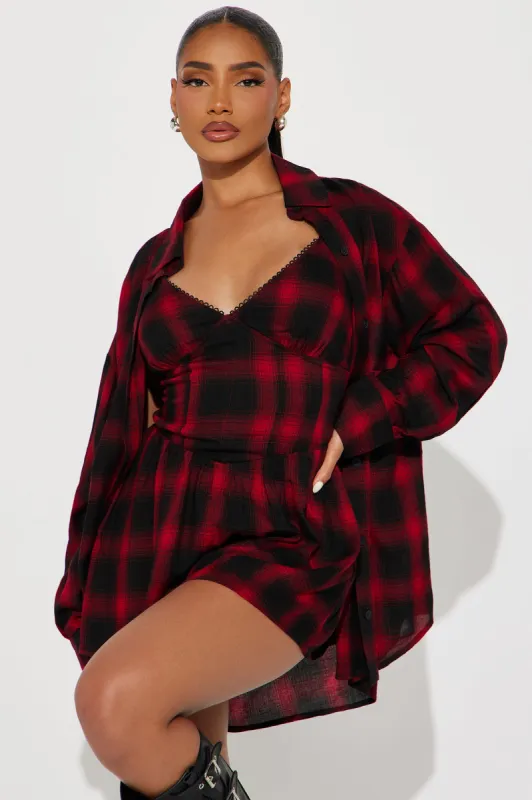 Parker Romper Set - Red/combo sold by Fashion Nova