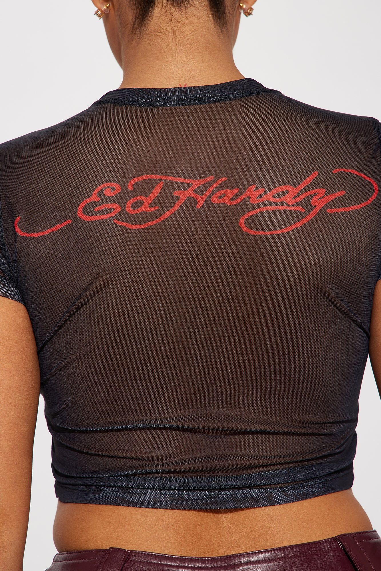 Ed Hardy Tiger Head Mesh Fitted Tee - Black sold by Fashion Nova product image thumbnail 4