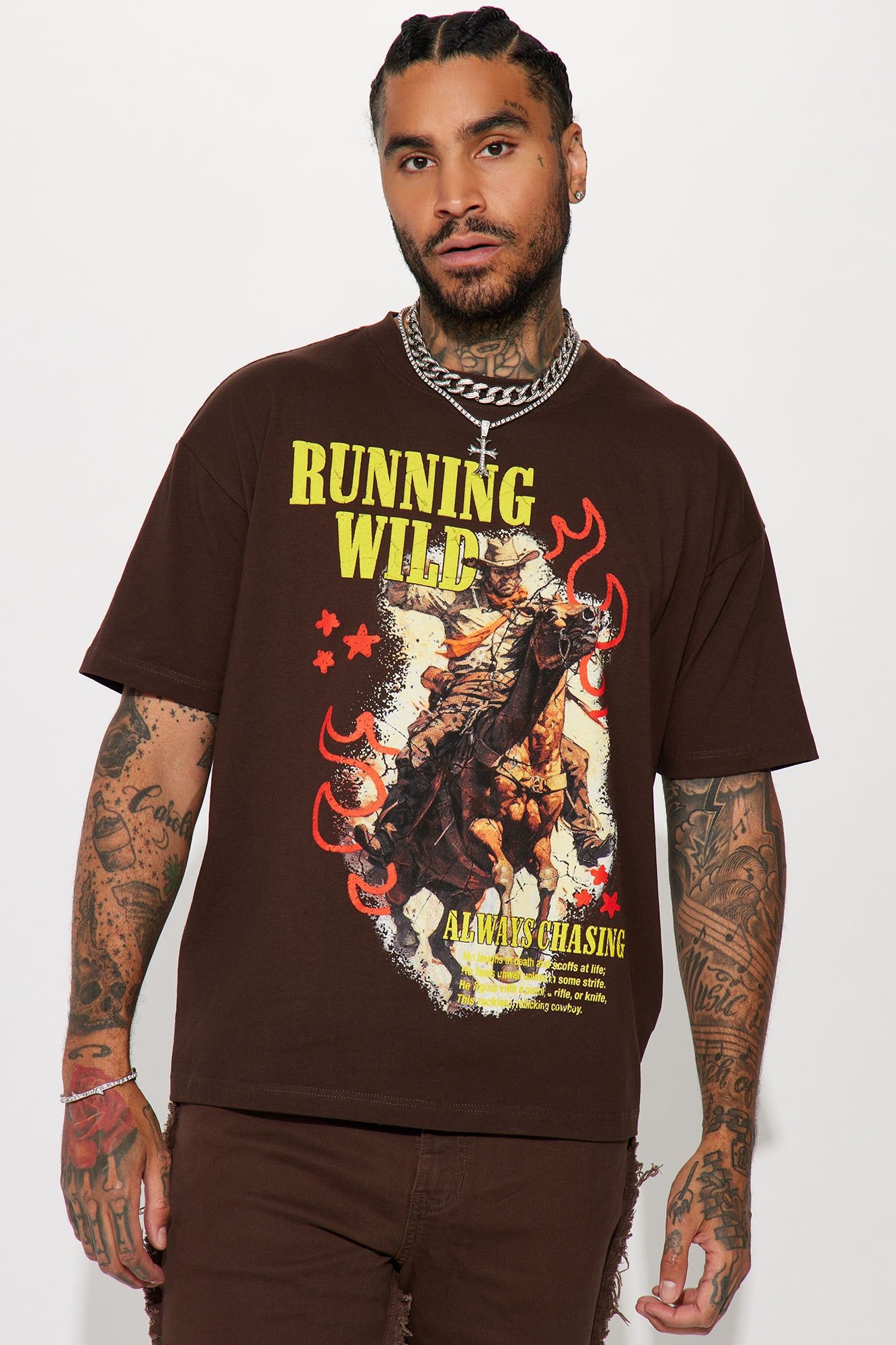 Running Wild Always Chasing Short Sleeve Tee - Brown sold by Fashion Nova
