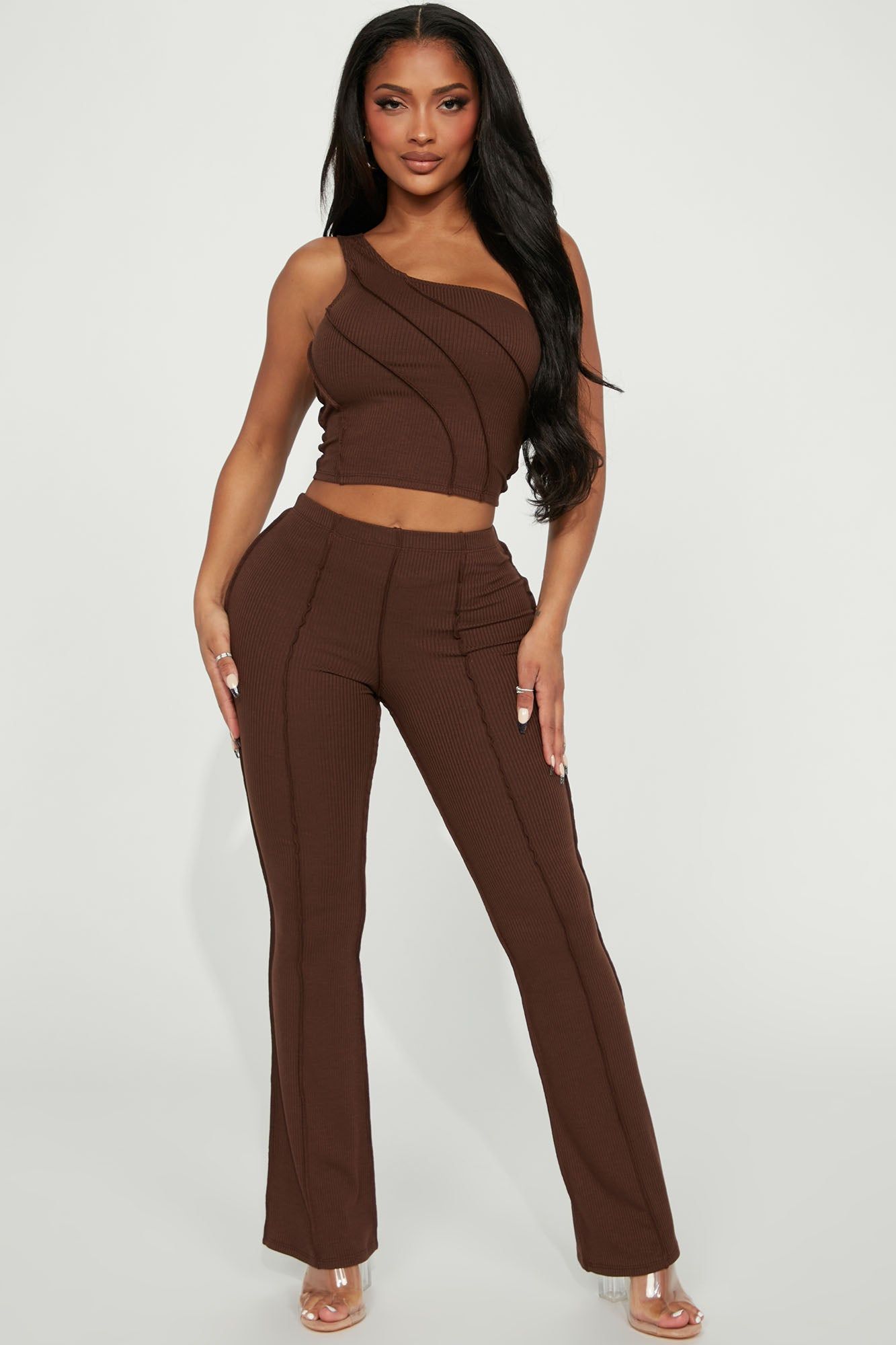Wish Me Luck Pant Set - Chocolate sold by Fashion Nova