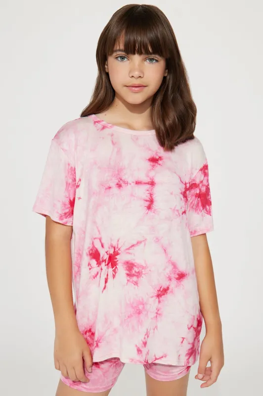 Mini Chelsea Tie Dye Oversize Top Short Set - Fuchsia/combo made by Fashion Nova