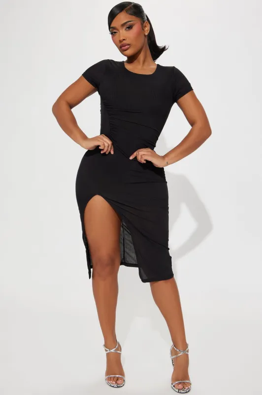 Mina Double Lined Midi Dress - Black sold by Fashion Nova