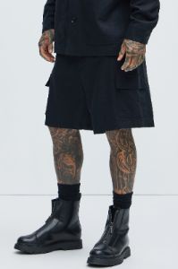Bahamas Linen Cargo Shorts - Black sold by Fashion Nova