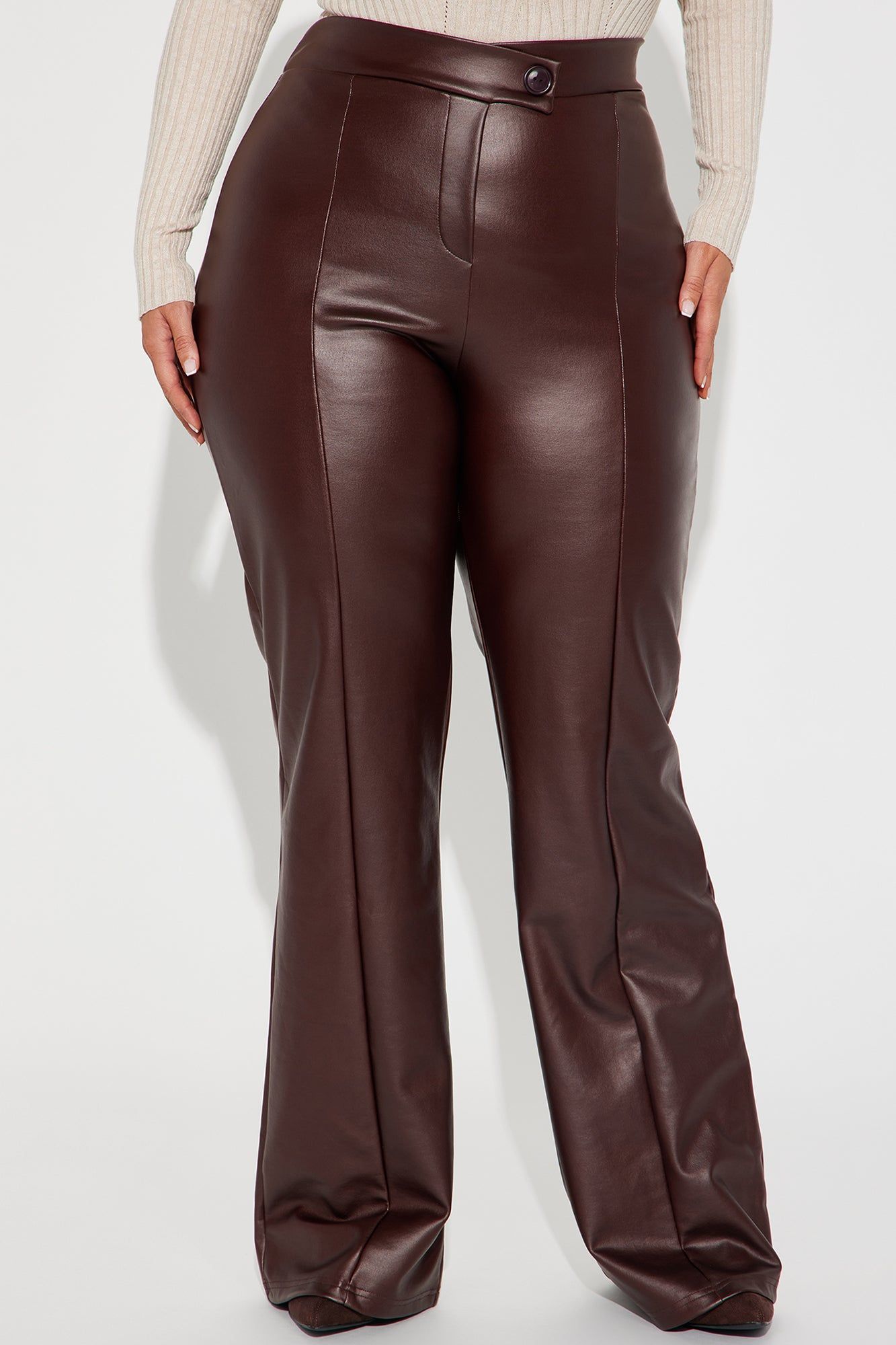 Call It Even Faux Leather Dress Pants - Chocolate sold by Fashion Nova product image thumbnail 5