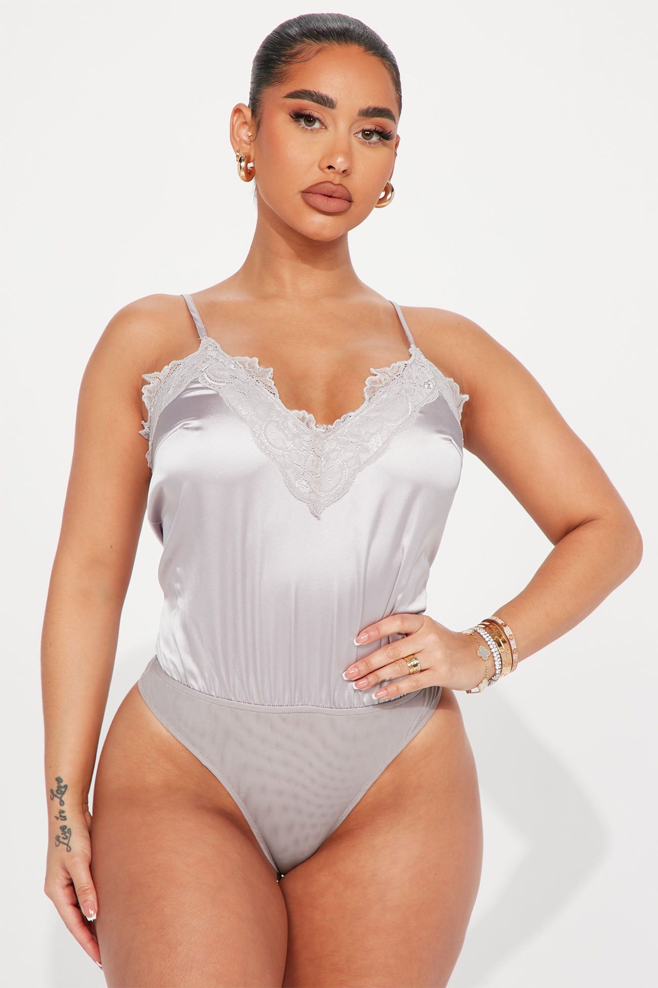 Back To You Satin Jogger Set - Grey sold by Fashion Nova product image thumbnail 2