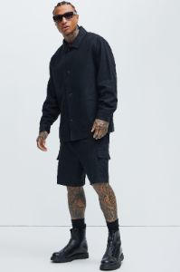 Bahamas Linen Cargo Shorts - Black sold by Fashion Nova