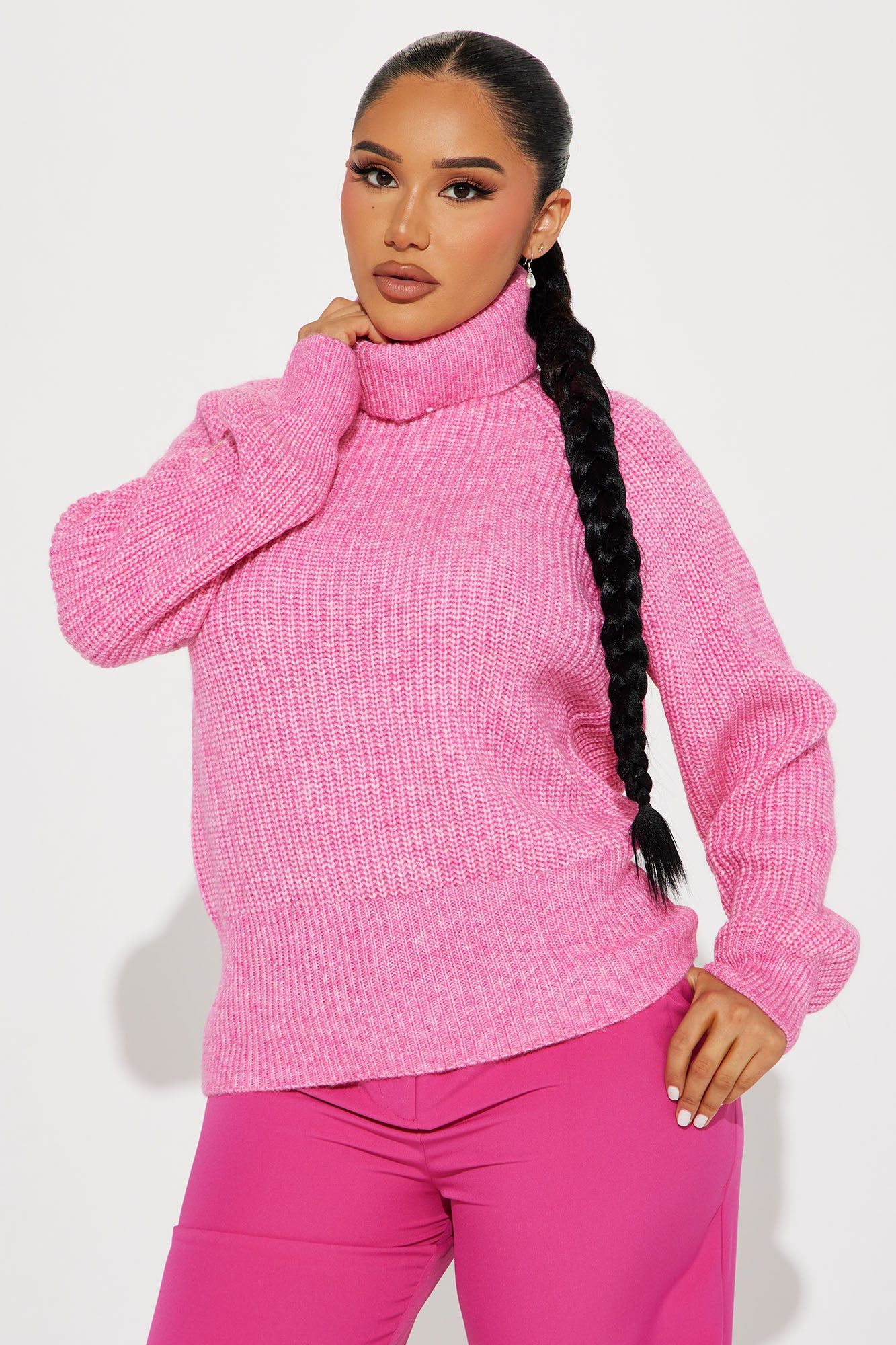 Clover Turtleneck Sweater - Pink sold by Fashion Nova