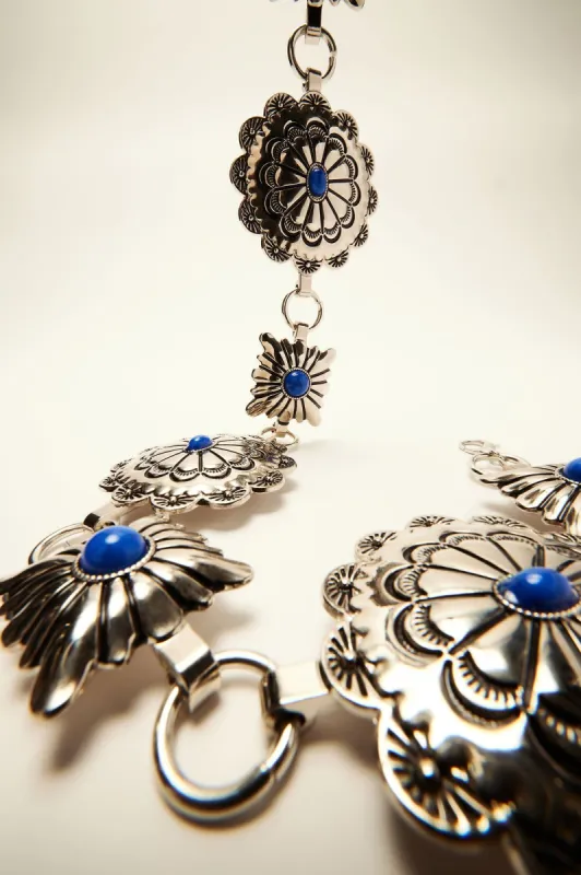 Forever Floral Chain Belt - Silver/Blue sold by Fashion Nova