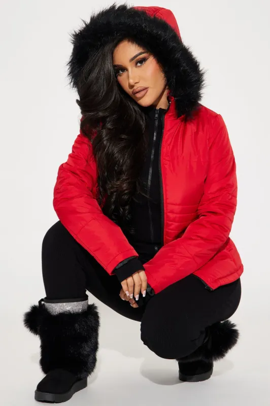 Snowmobile Ready Puffer Jacket - Red sold by Fashion Nova