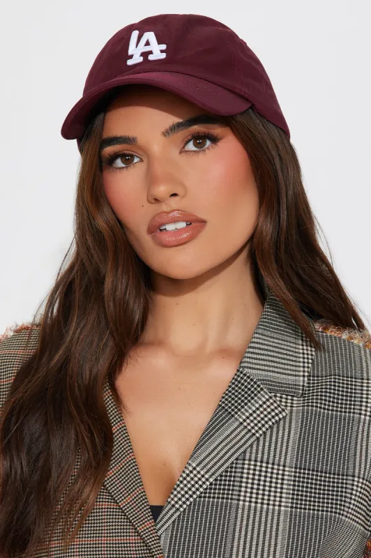 LA City Girl Baseball Hat - Burgundy made by Fashion Nova