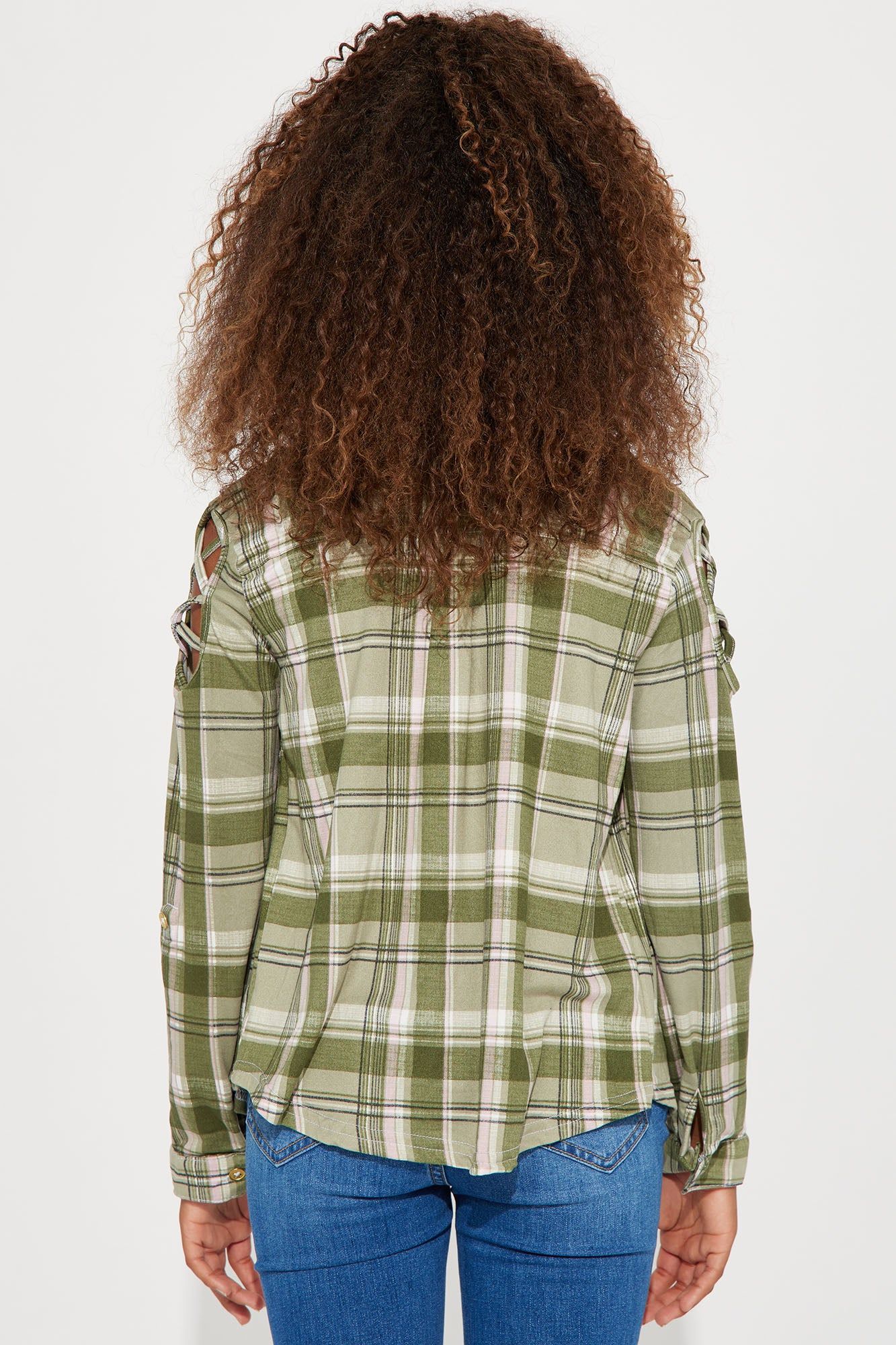 Mini Long Sleeve Knit Plaid Shirt - Sage/combo sold by Fashion Nova product image thumbnail 4