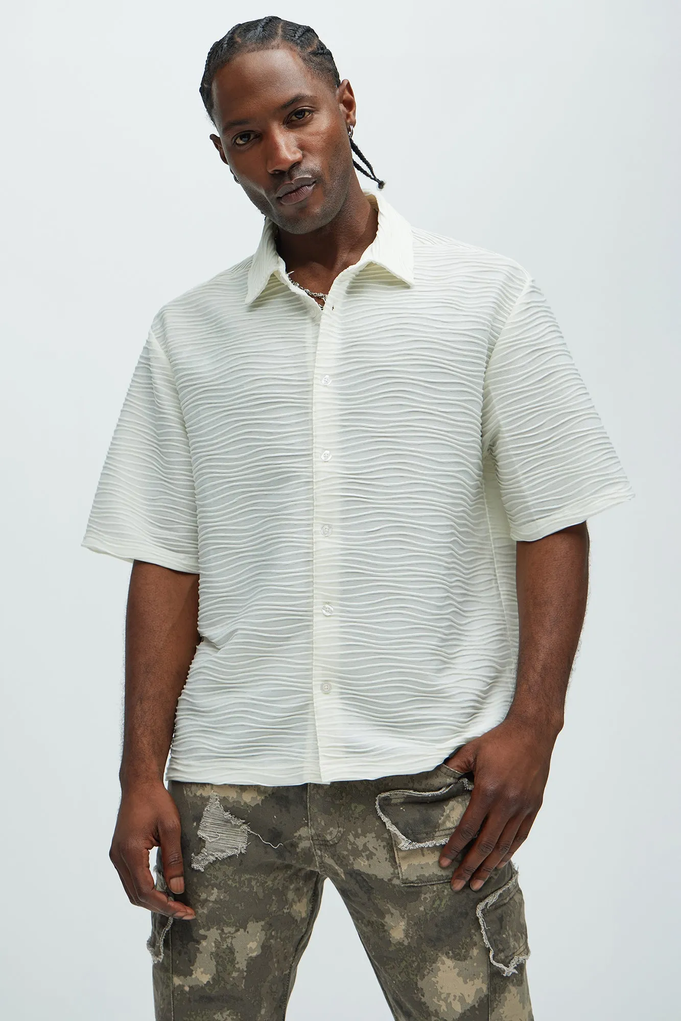 Sounds Good Textured Shirt - Cream sold by Fashion Nova