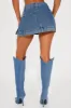 Torn Over You Patchwork Denim Mini Skirt - Dark Wash sold by Fashion Nova