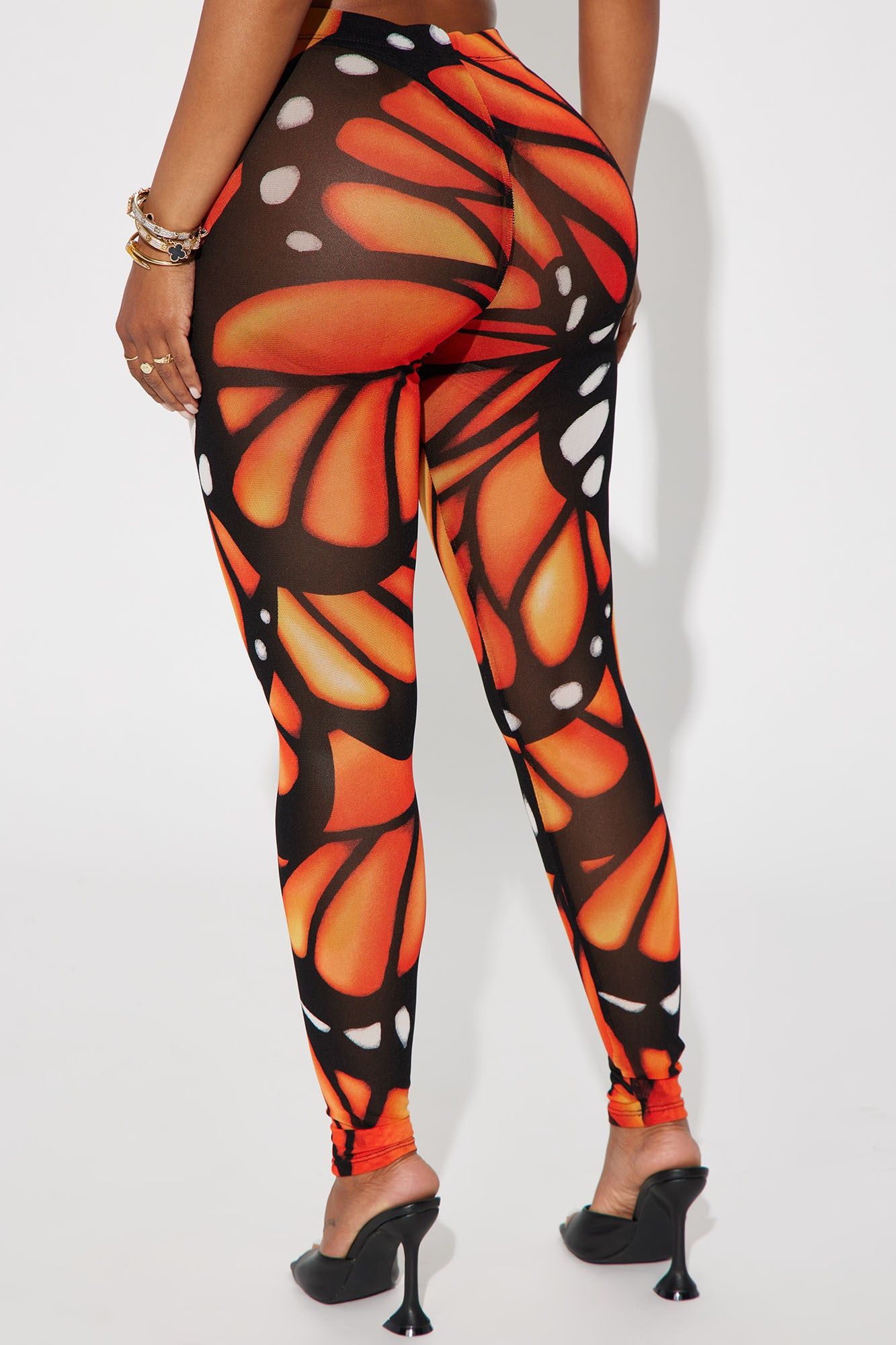 Fly High Printed Mesh Legging - Orange/combo sold by Fashion Nova product image thumbnail 3