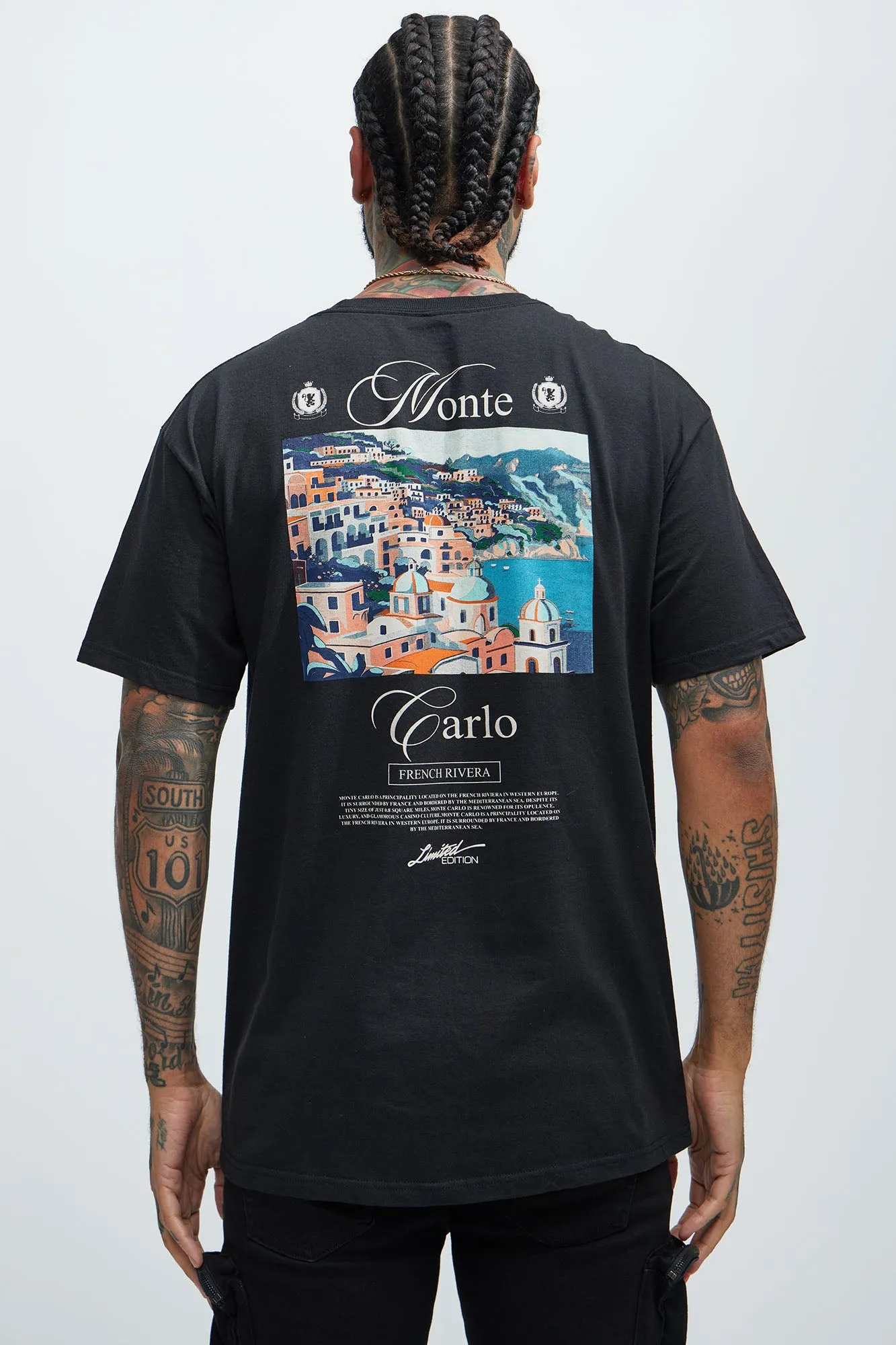 Monte Carlo French Rivera Short Sleeve Tee - Black sold by Fashion Nova