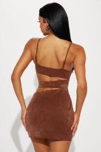 Rosie Cut Out Micro Mini Dress - Brown sold by Fashion Nova