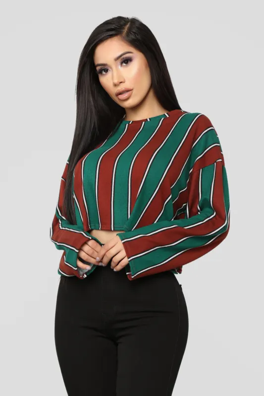 Watch The Sunset Stripe Top - Green/Combo sold by Fashion Nova