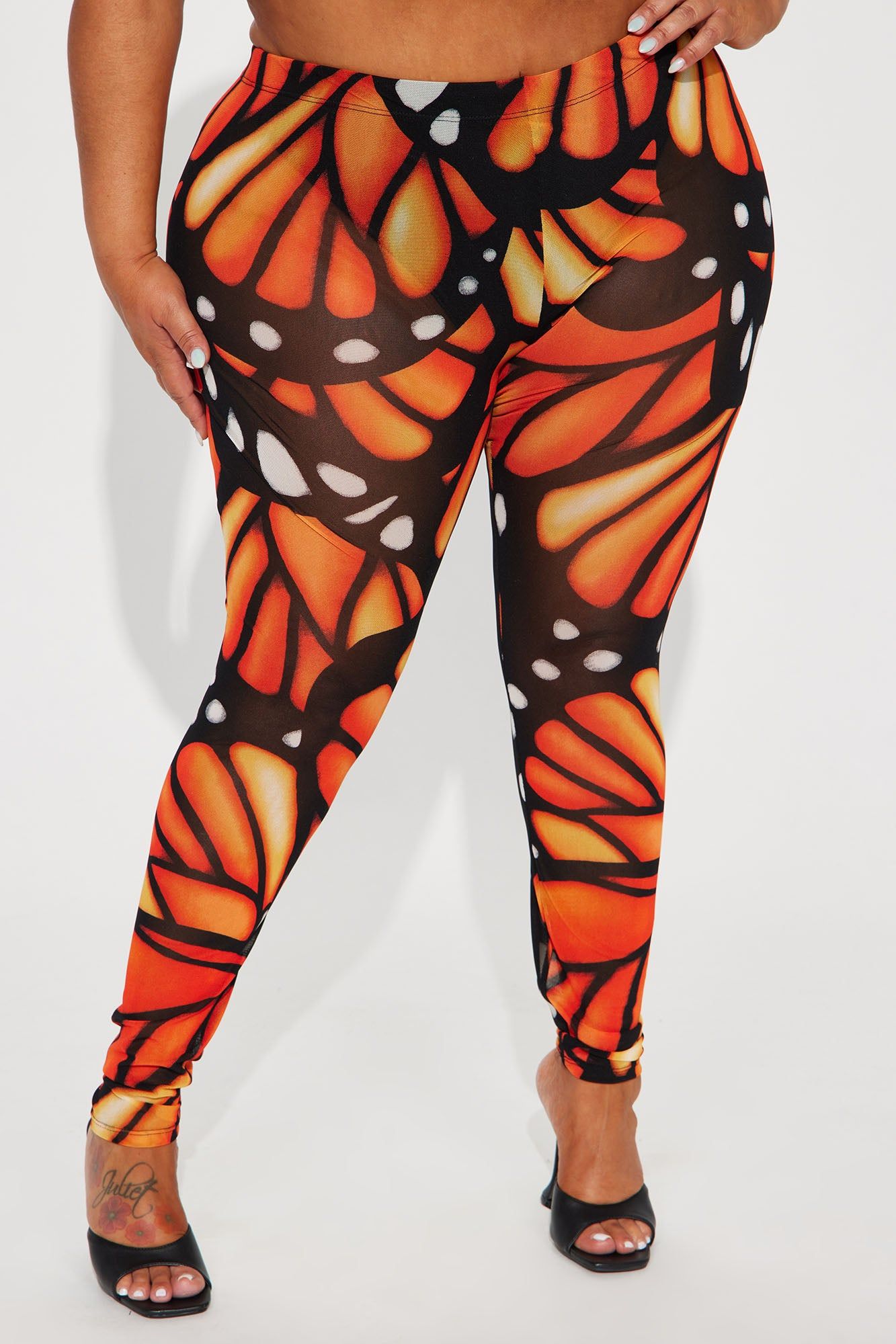 Fly High Printed Mesh Legging - Orange/combo sold by Fashion Nova product image thumbnail 5