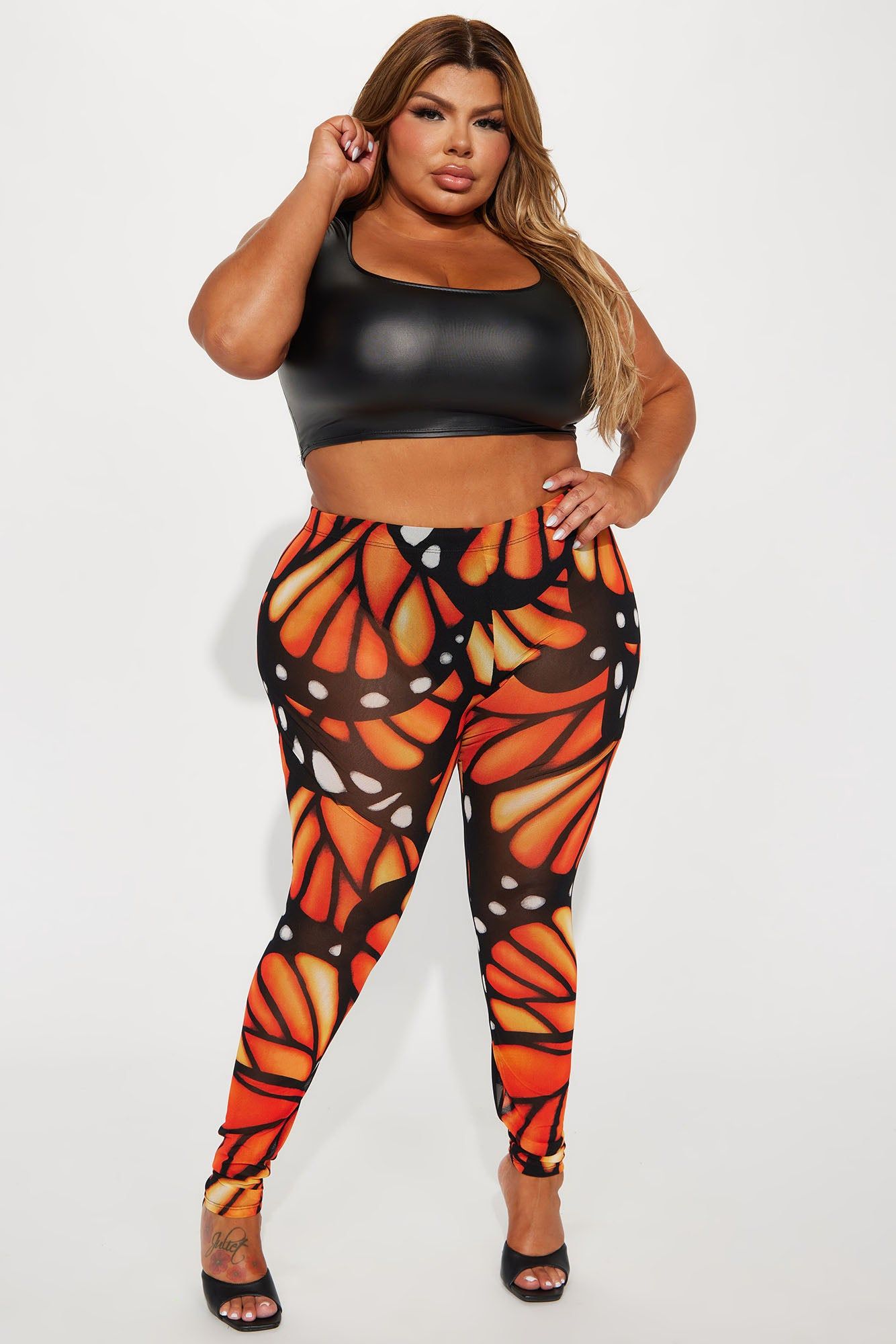 Fly High Printed Mesh Legging - Orange/combo sold by Fashion Nova product image thumbnail 4