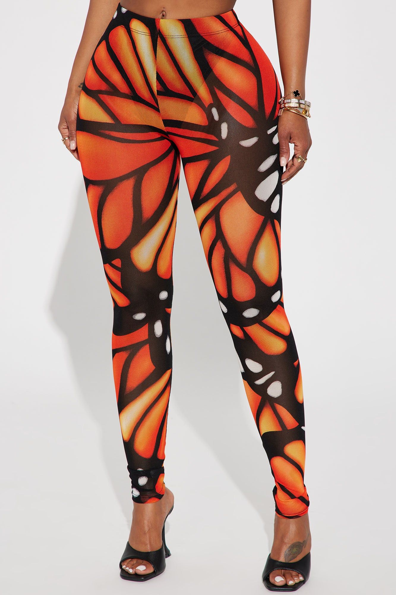 Fly High Printed Mesh Legging - Orange/combo sold by Fashion Nova product image thumbnail 2