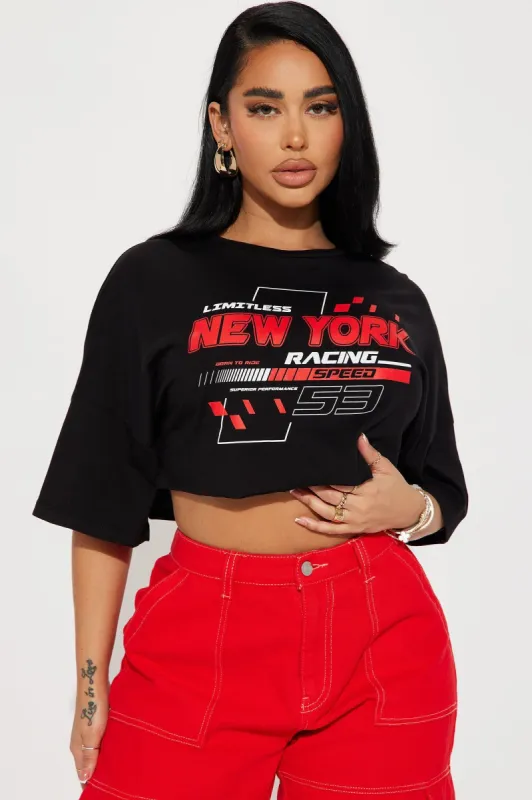 Limitless New York Crop Top - Black made by Fashion Nova
