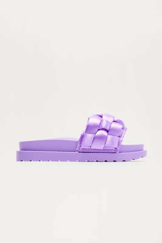 The Secret Is Out Flat Sandals - Purple sold by Fashion Nova