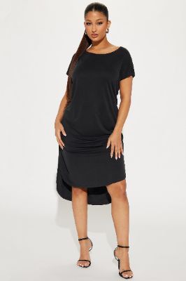 Melody T-Shirt Midi Dress - Black sold by Fashion Nova