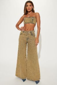 In Your Lane Denim Pant Set - Vintage Wash sold by Fashion Nova
