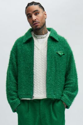 Bowen Textured Cropped Jacket - Green sold by Fashion Nova